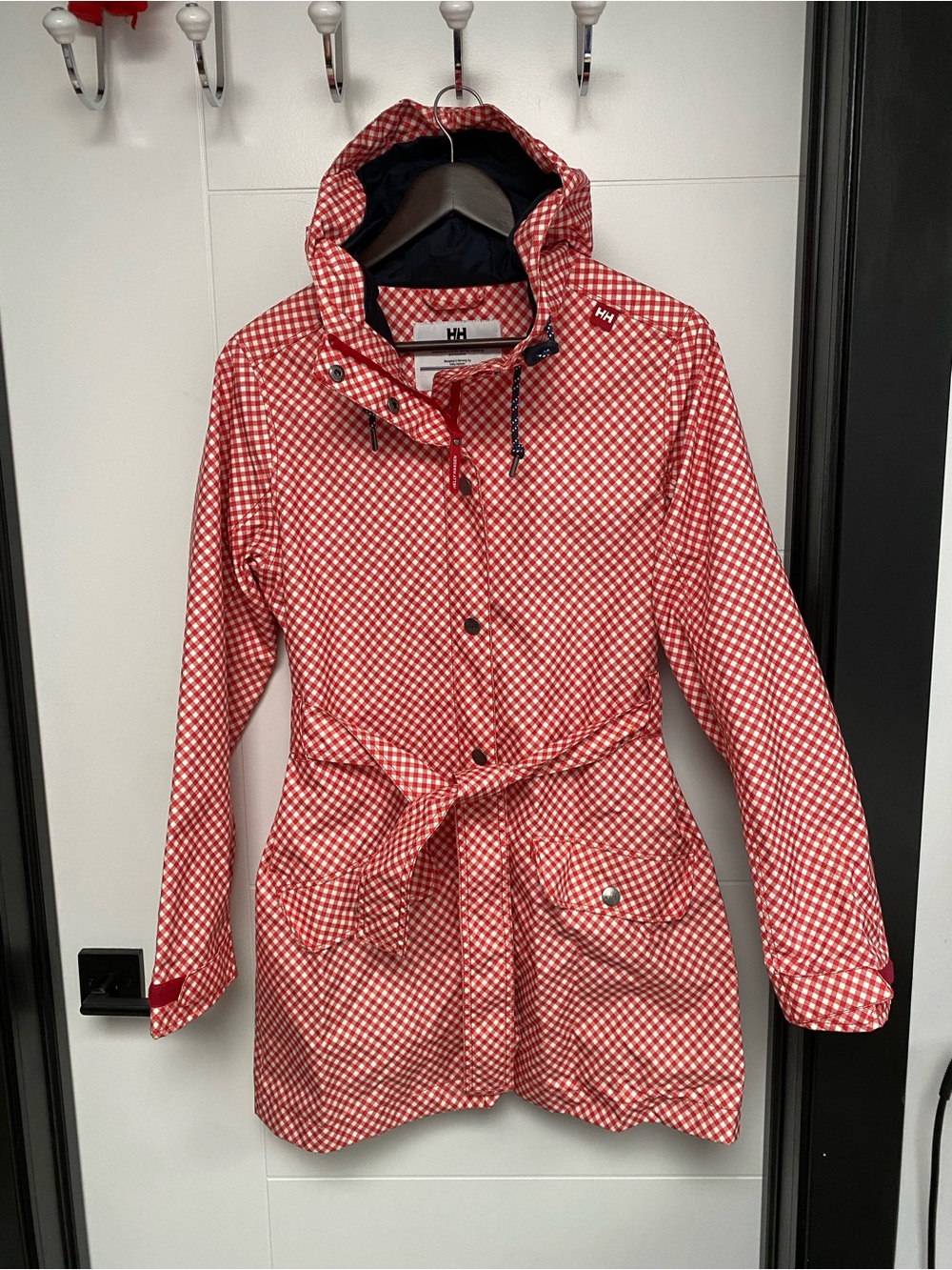 Helly Hansen Red Gingham Hooded Rain Jacket